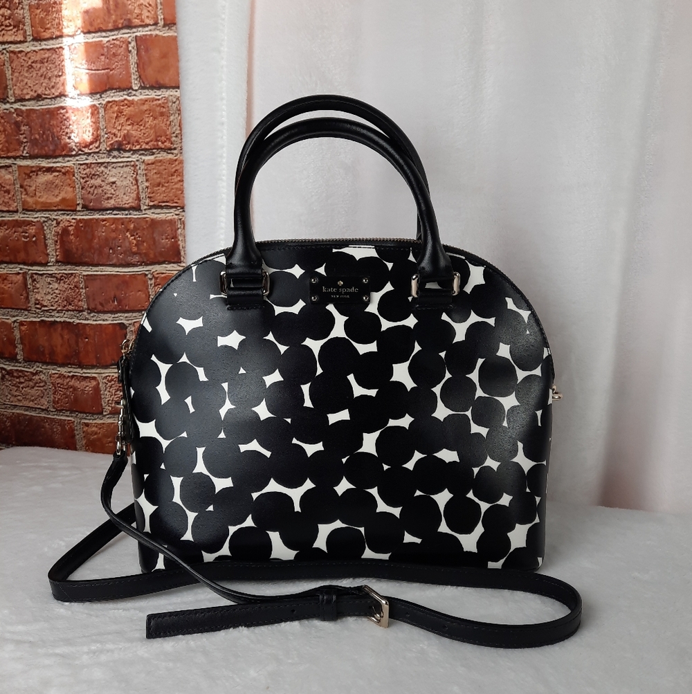 Kate Spade Carli Grove Street Splodge Dot Black and White Dome Satchel
